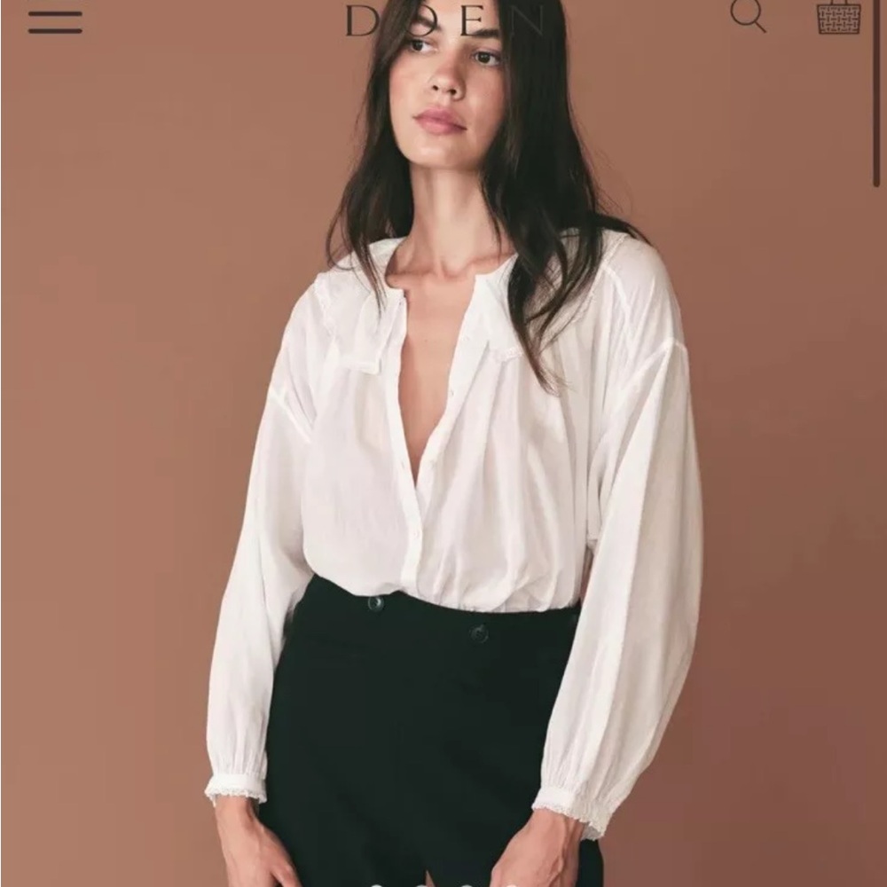 Dôen Jana Cotton Blouse - Salt - Size S